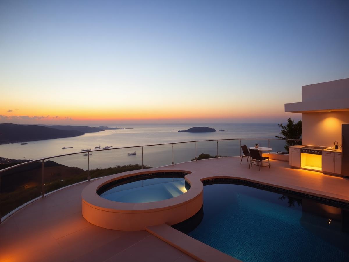 Terrace of a Palma penthouse at sunset
